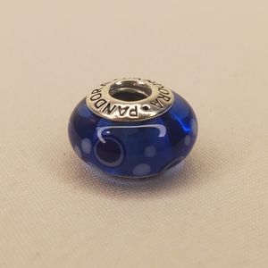 Pandora Blue Dotted Glass Bead